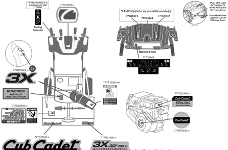 Label Map Diagram and Parts List for 3X30-INCHPROH (31AH8E4U710)(2019) Cub Cadet Snow Blower